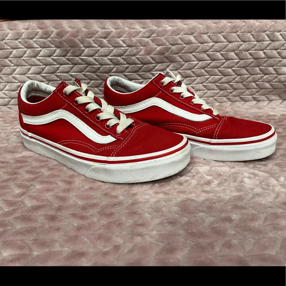 Vans Red & White Old Skool Low-Top Sneakers
